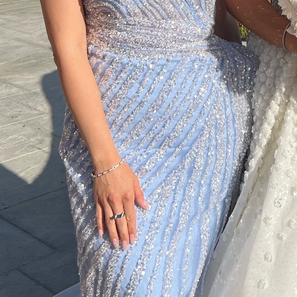 COPY - Catwalk couture blue and silver beaded formal gown - Picture 4 of 5